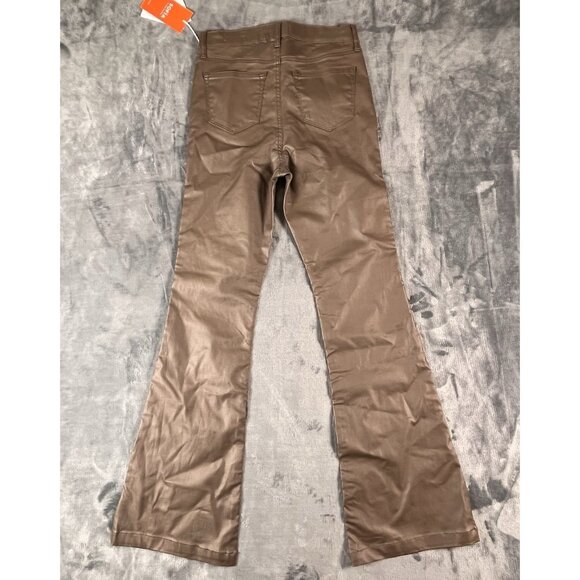NWT SOFIA VERGARA Melisa High-Rise Faux Leather Flare Pants Jeans Brown SZ 0 - Picture 2 of 9